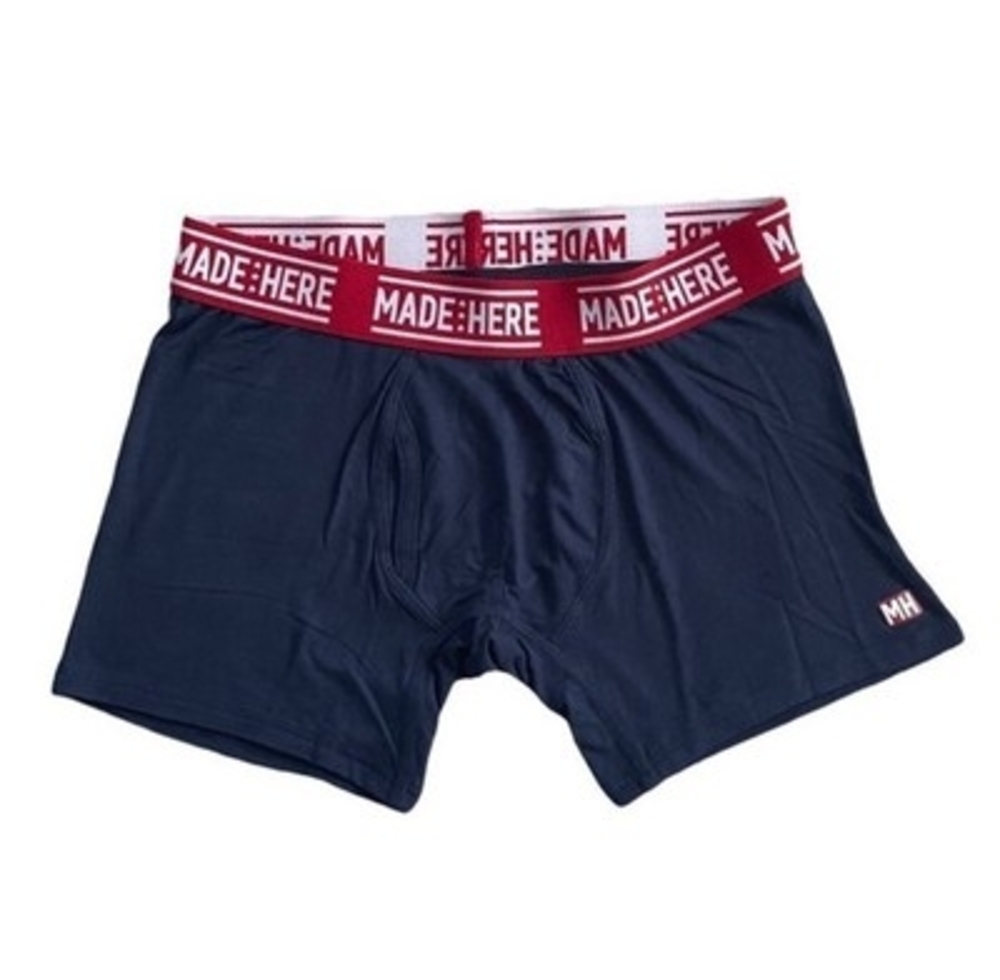 MADE HERE All American Navy Red Viscose Rayon Spandex Boxer Brief Mens Sz S New